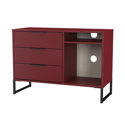 Hong Kong G TV Unit Red 2 Shelves 3 Drawers 97cm