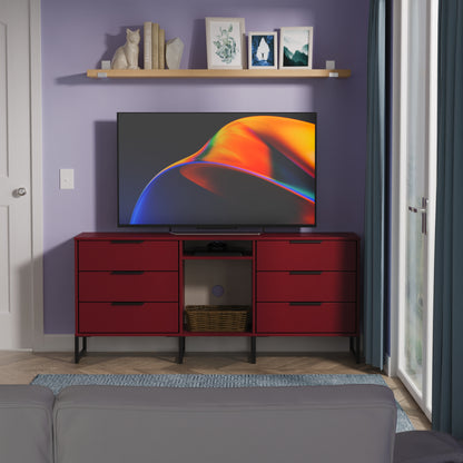 Hong Kong G Large Sideboard Red 2 Shelves 6 Drawers 152cm