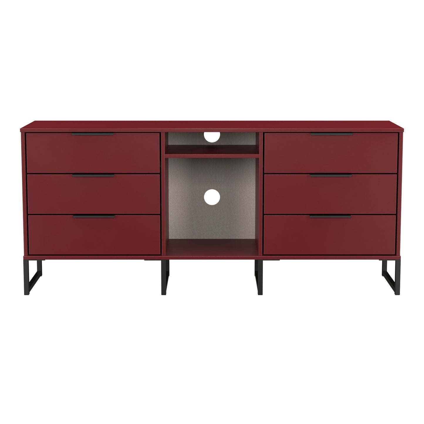 Hong Kong G Large Sideboard Red 2 Shelves 6 Drawers 152cm