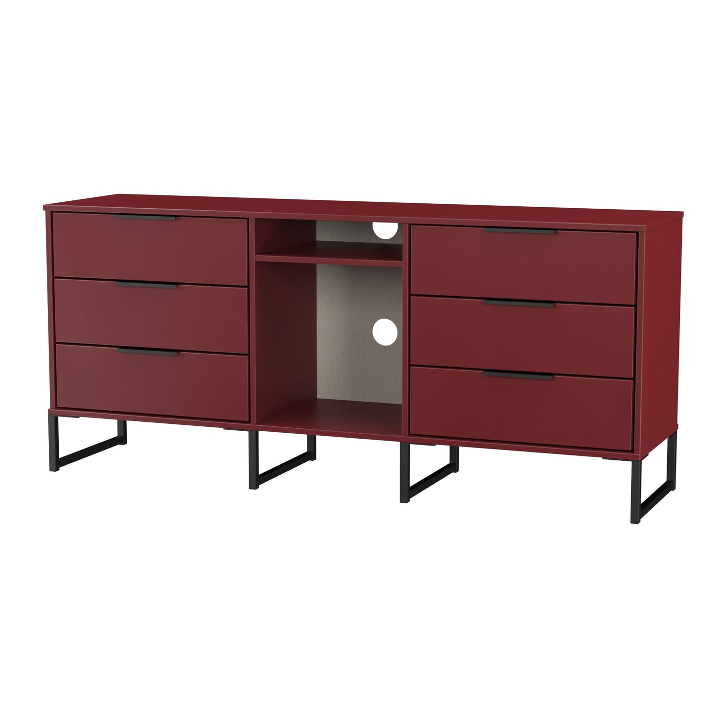 Hong Kong G Large Sideboard Red 2 Shelves 6 Drawers 152cm