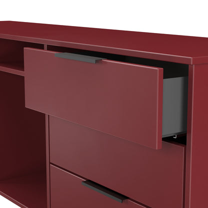 Hong Kong G Large Sideboard Red 2 Shelves 6 Drawers 152cm