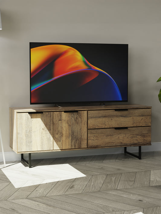 Hong Kong G TV Unit Oak 1 Shelf 1 Drawer 2 Doors 144cm