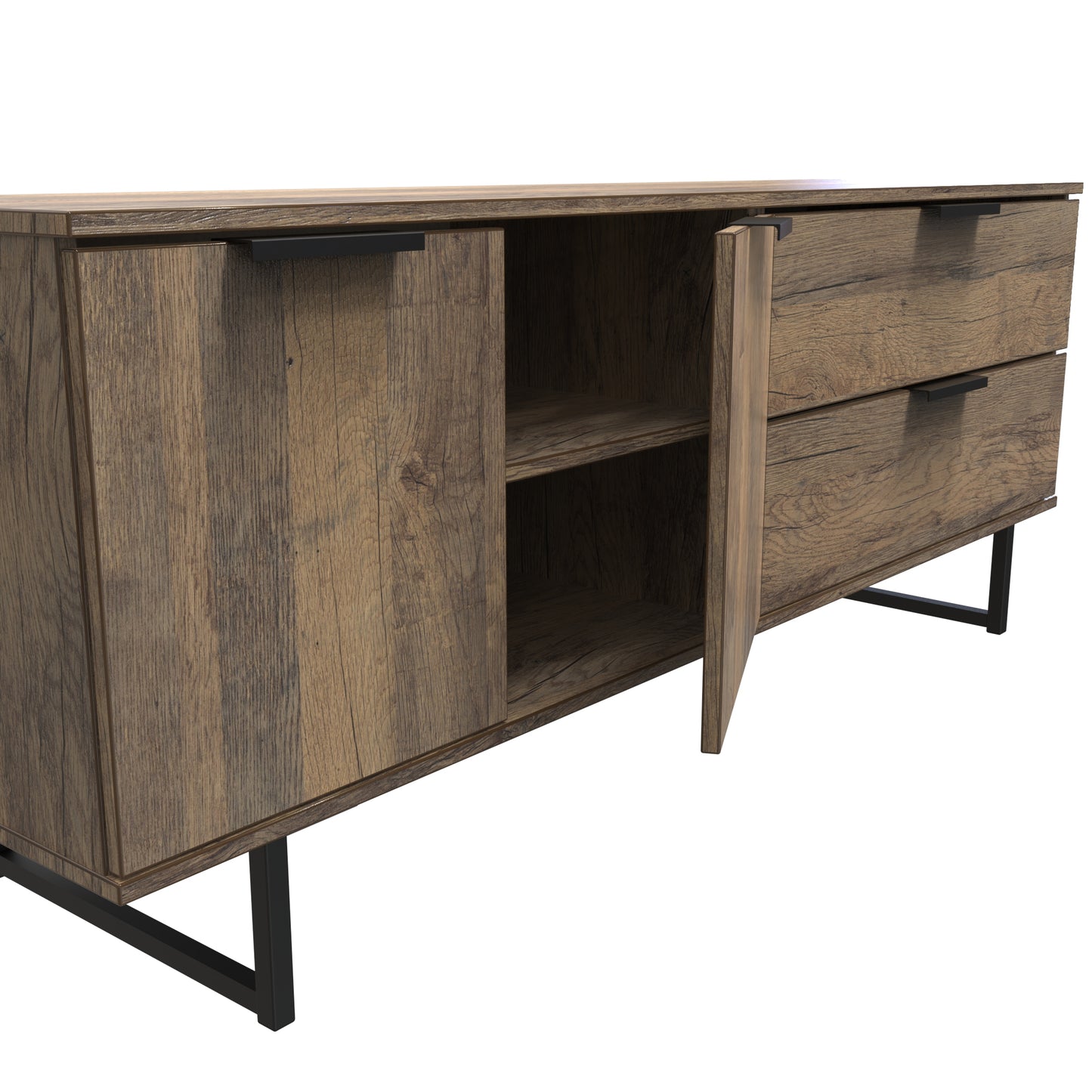 Hong Kong G Large Sideboard Oak 2 Doors 2 Drawers 147cm