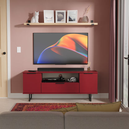 Hong Kong G TV Unit Red 1 Shelf 1 Drawer 2 Doors 144cm