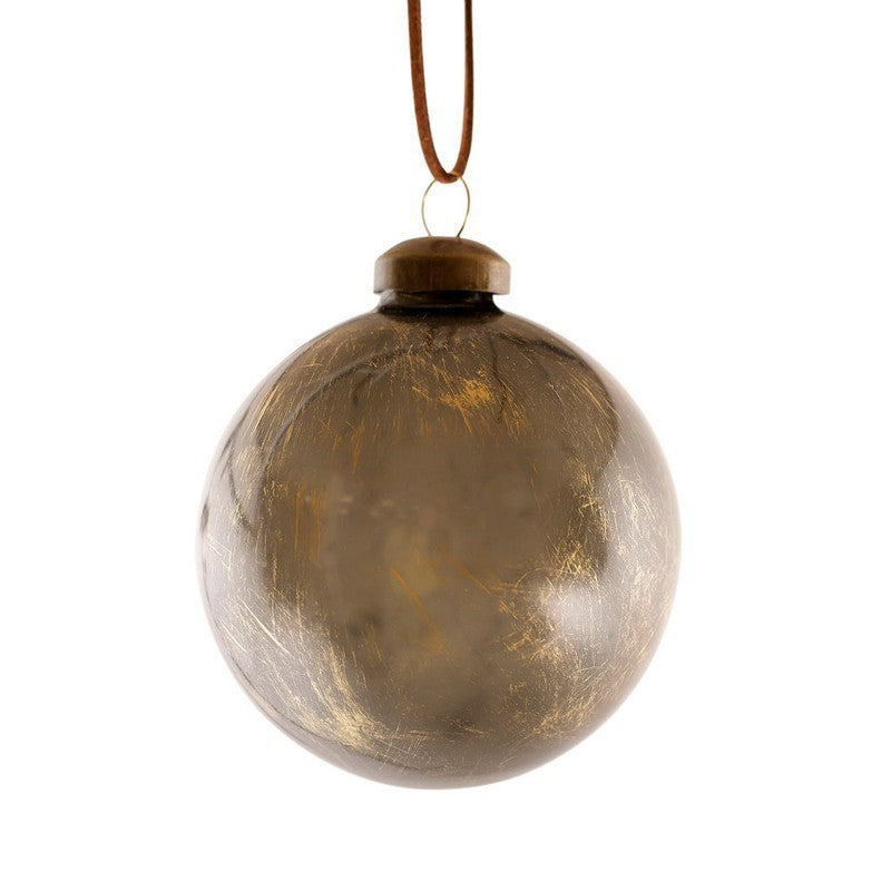 12 x Christmas Tree Baubles Decoration Black & Gold with Glitter Pattern - 8cm Industrial by Wensum
