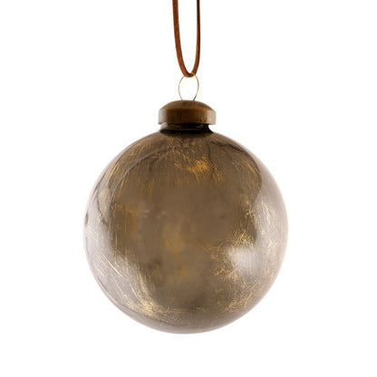 12 x Christmas Tree Baubles Decoration Black & Gold with Glitter Pattern - 8cm Industrial by Wensum