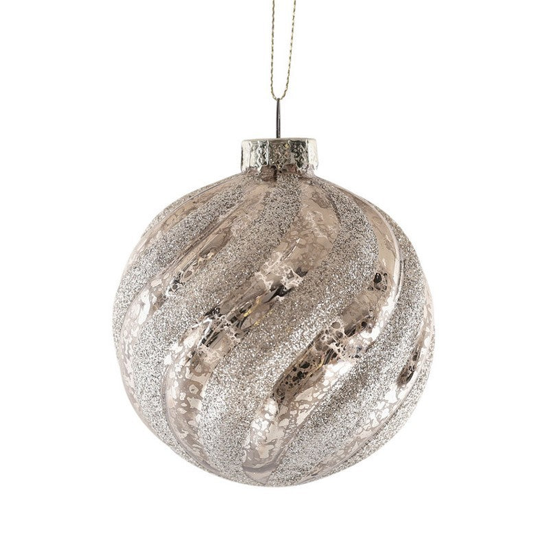 12 x Christmas Tree Baubles Decoration Red & Gold with Glitter Pattern - 8cm by Wensum