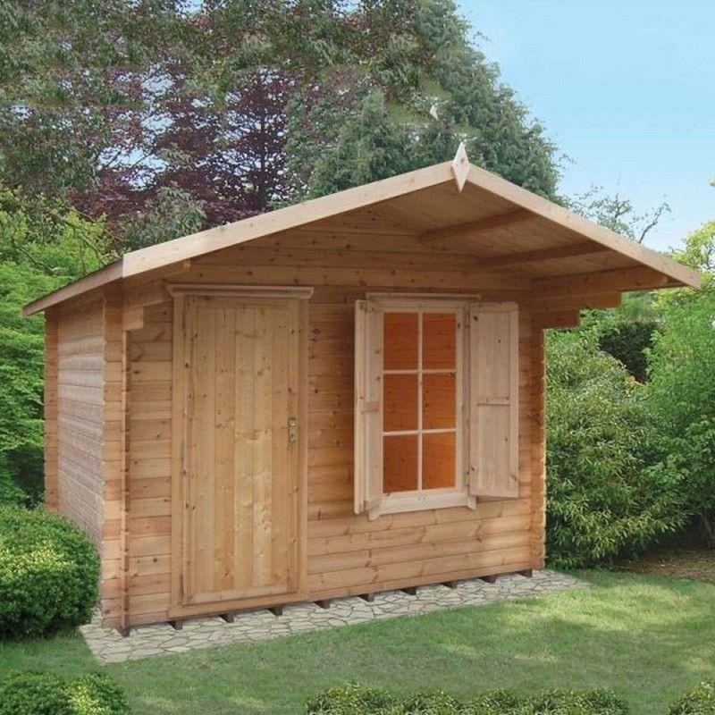 Hopton 9 9" x 7 10" Apex Log Cabin Premium 34mm Cladding Tongue & Groove