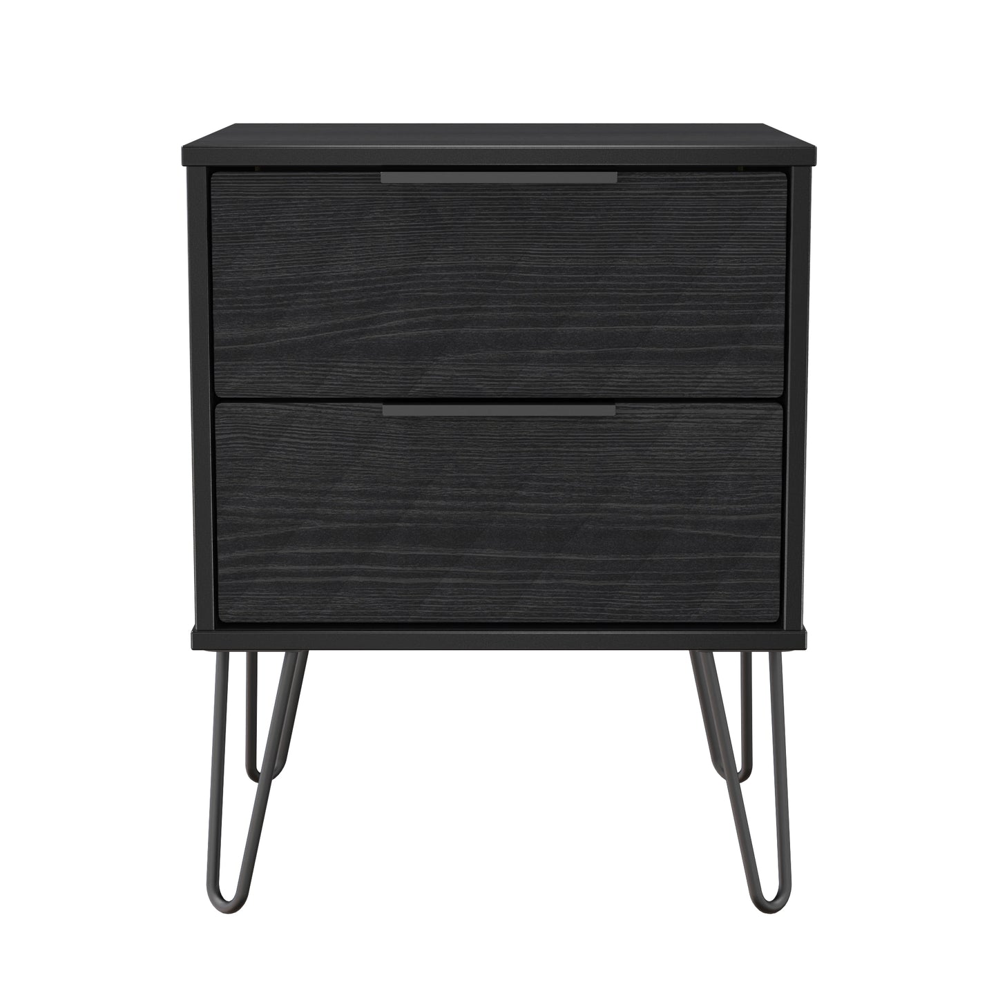 Harlequin Bedside Table Black 2 Drawers 60cm