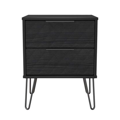 Harlequin Bedside Table Black 2 Drawers 60cm