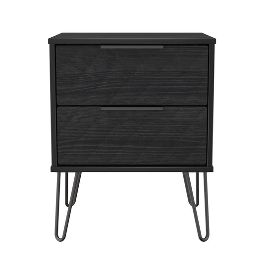 Harlequin Bedside Table Black 2 Drawers 60cm