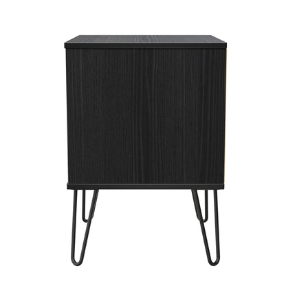 Harlequin Bedside Table Black 2 Drawers 60cm