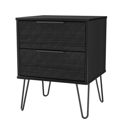 Harlequin Bedside Table Black 2 Drawers 60cm