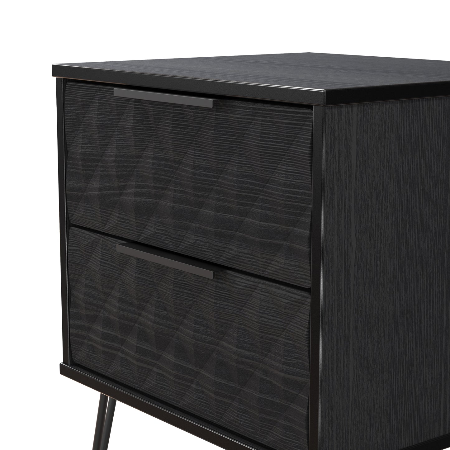 Harlequin Bedside Table Black 2 Drawers 60cm