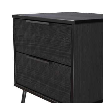 Harlequin Bedside Table Black 2 Drawers 60cm