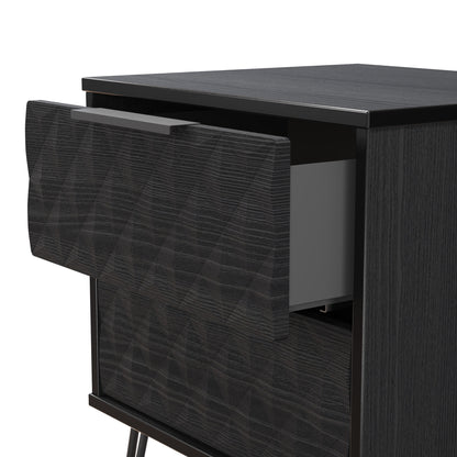 Harlequin Bedside Table Black 2 Drawers 60cm