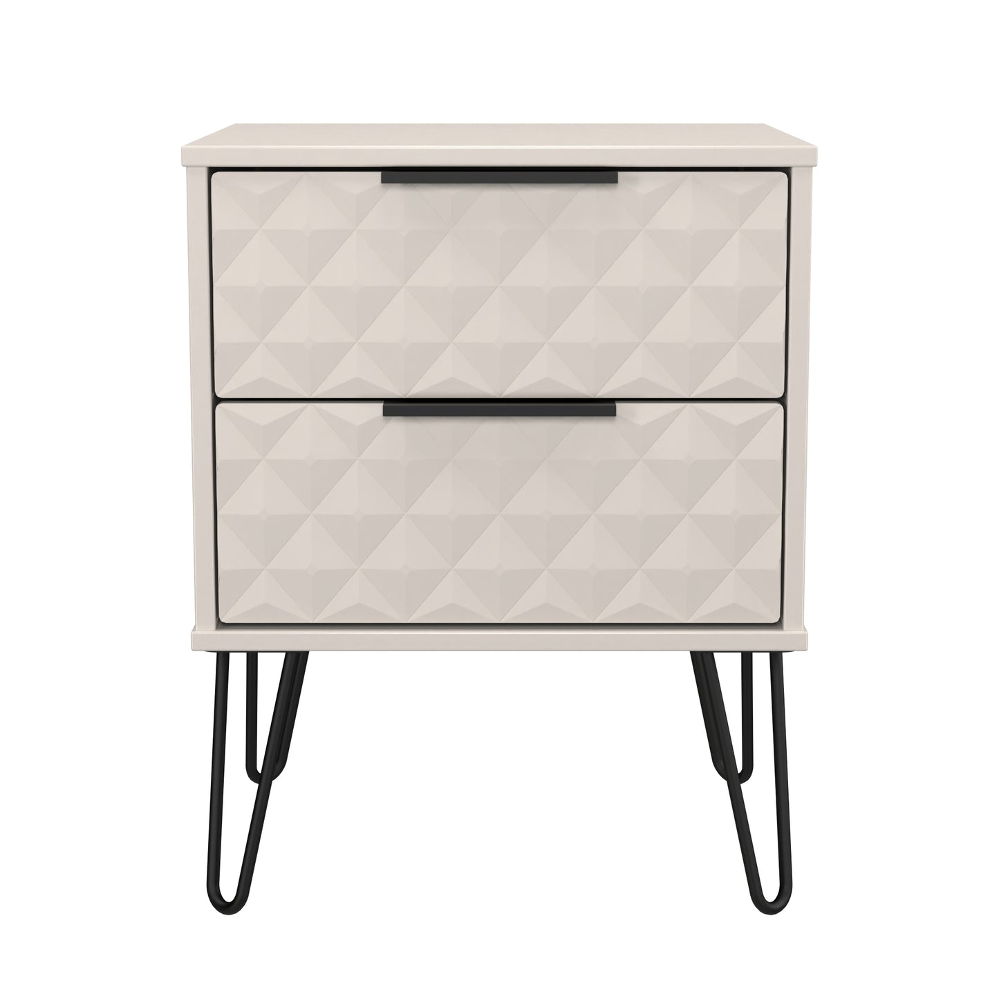 Harlequin Bedside Table Off-White 2 Drawers 60cm