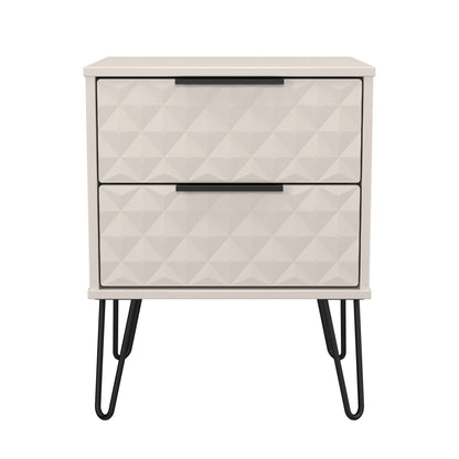 Harlequin Bedside Table Off-White 2 Drawers 60cm