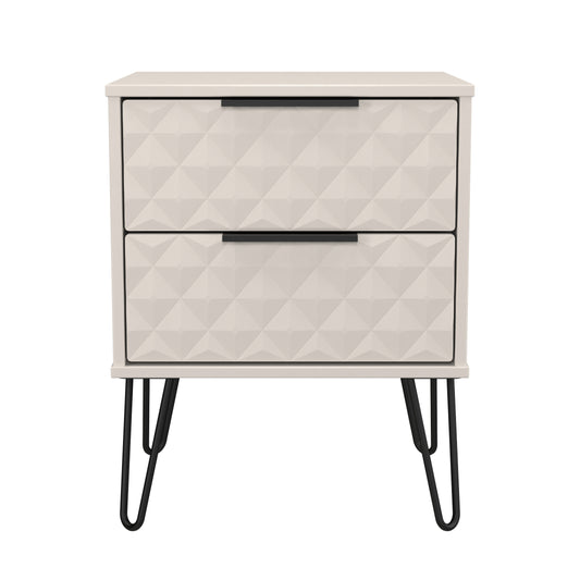 Harlequin Bedside Table Off-White 2 Drawers 60cm