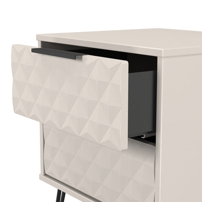 Harlequin Bedside Table Off-White 2 Drawers 60cm