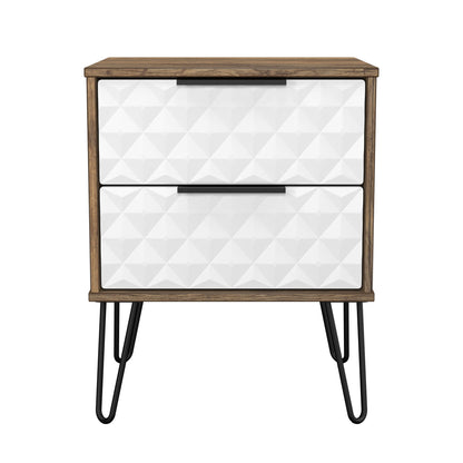 Harlequin Bedside Table White & Oak 2 Drawers 60cm