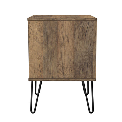 Harlequin Bedside Table White & Oak 2 Drawers 60cm