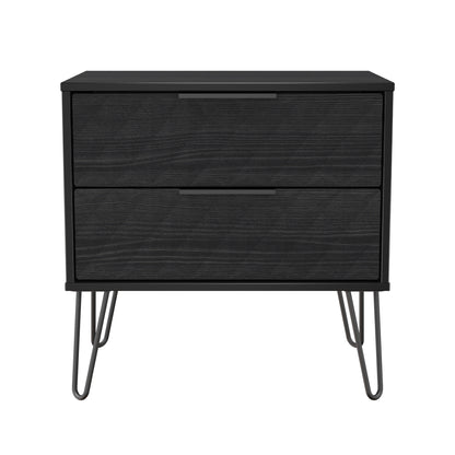 Harlequin Side Table Black 2 Drawers 60cm
