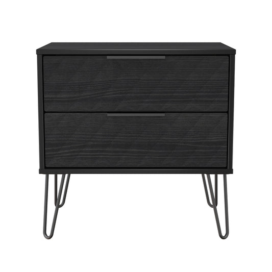 Harlequin Side Table Black 2 Drawers 60cm