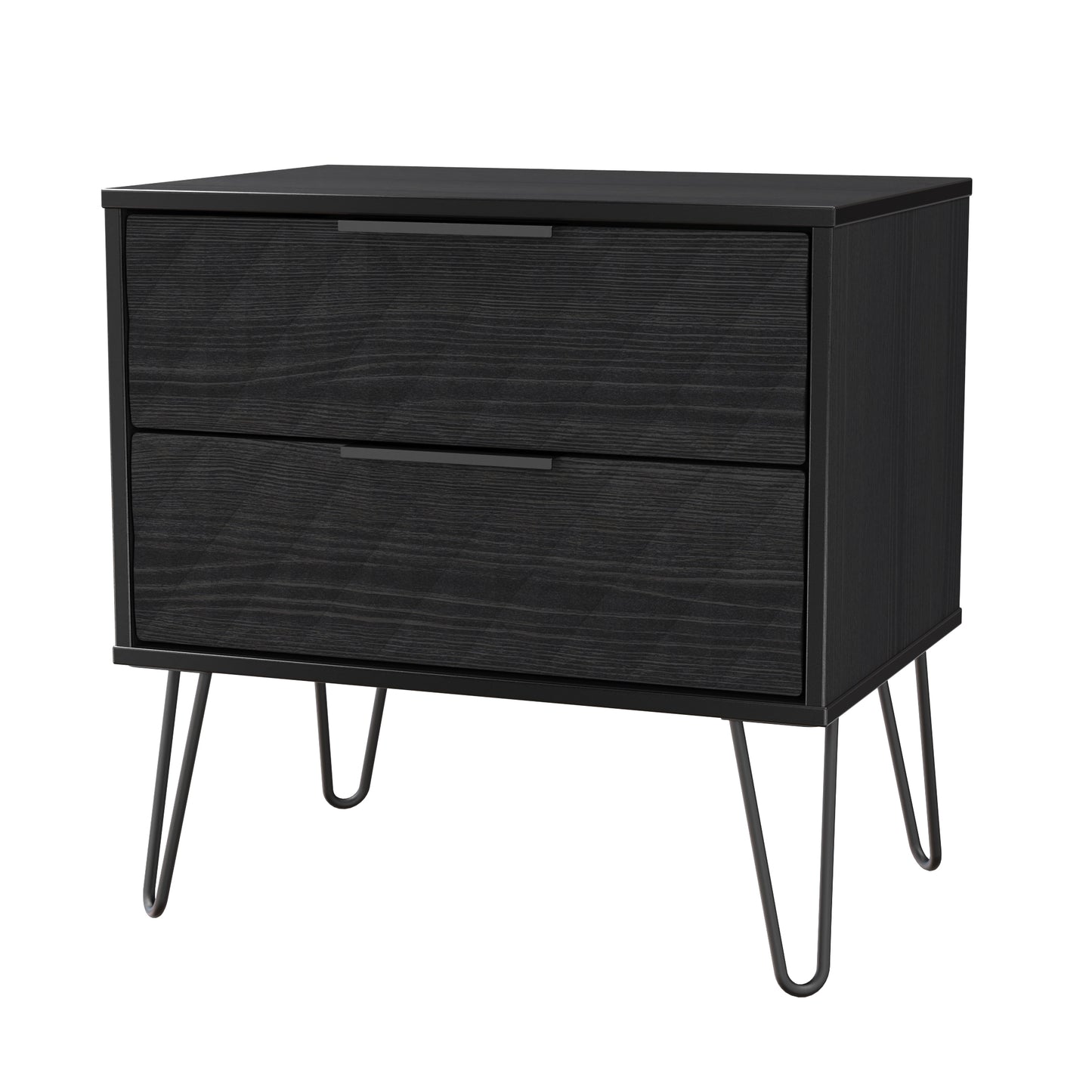Harlequin Side Table Black 2 Drawers 60cm