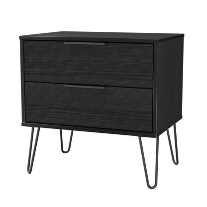 Harlequin Side Table Black 2 Drawers 60cm