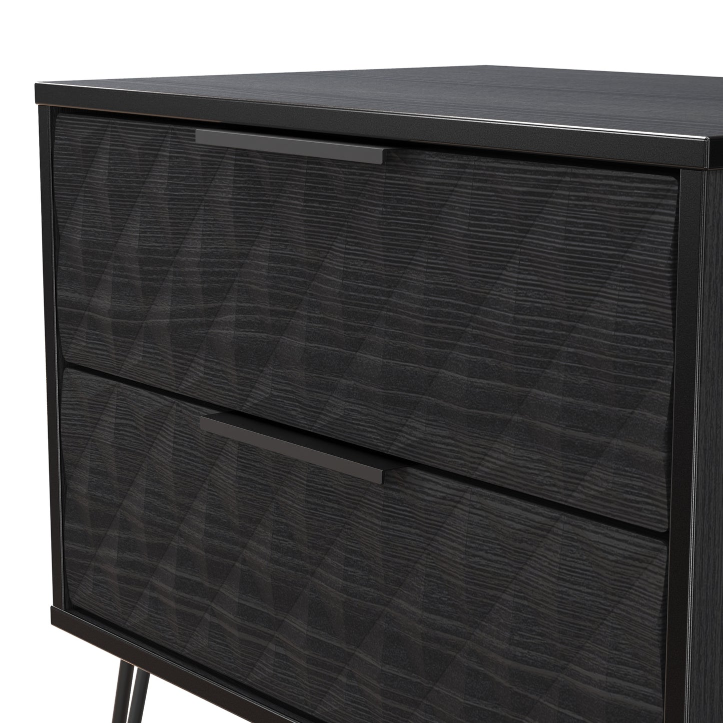 Harlequin Side Table Black 2 Drawers 60cm