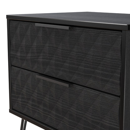 Harlequin Side Table Black 2 Drawers 60cm