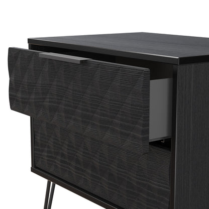 Harlequin Side Table Black 2 Drawers 60cm