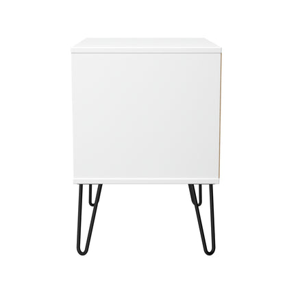 Harlequin Side Table Teal & White 2 Drawers 60cm