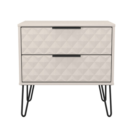 Harlequin Side Table Off-White 2 Drawers 60cm