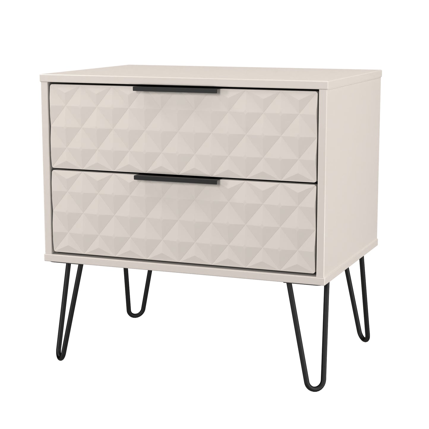 Harlequin Side Table Off-White 2 Drawers 60cm