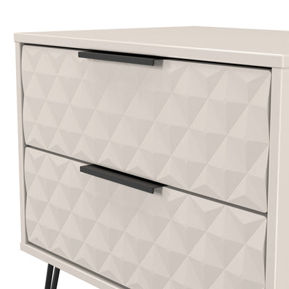 Harlequin Side Table Off-White 2 Drawers 60cm