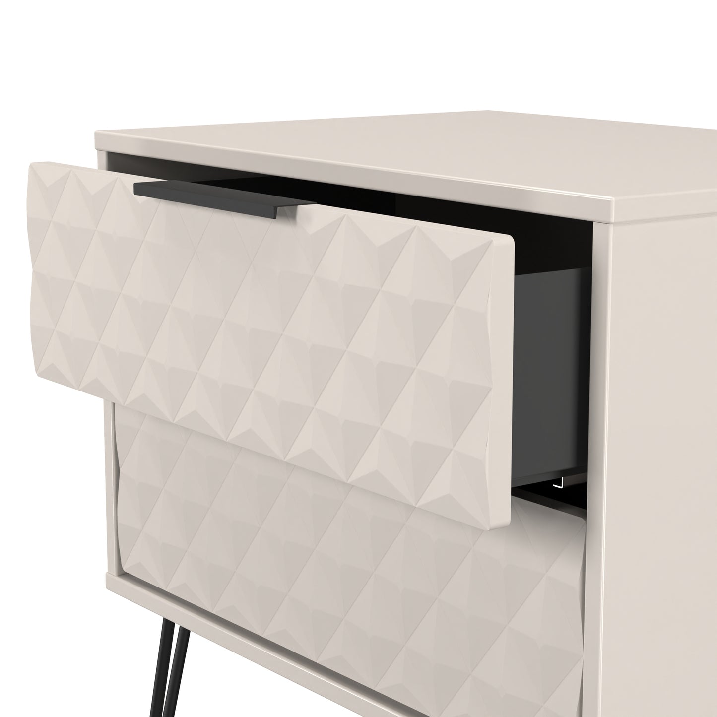 Harlequin Side Table Off-White 2 Drawers 60cm