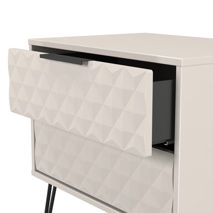 Harlequin Side Table Off-White 2 Drawers 60cm
