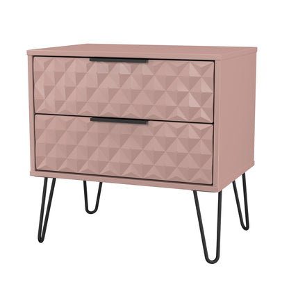 Harlequin Side Table Pink 2 Drawers 60cm