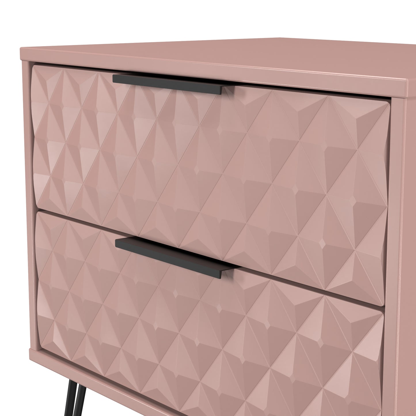 Harlequin Side Table Pink 2 Drawers 60cm