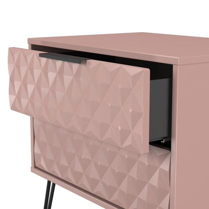 Harlequin Side Table Pink 2 Drawers 60cm