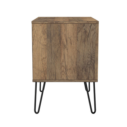 Harlequin Side Table White & Oak 2 Drawers 60cm