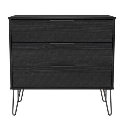 Harlequin Chest of Drawers Black 3 Drawers 77cm