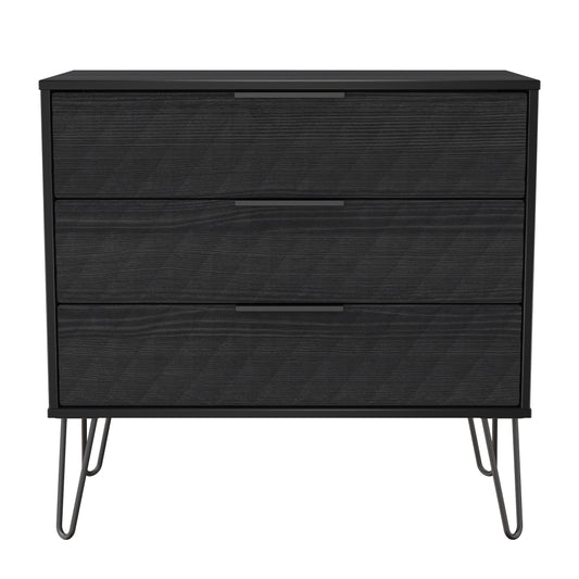 Harlequin Chest of Drawers Black 3 Drawers 77cm