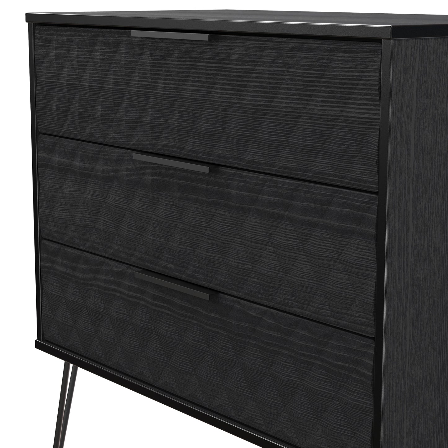 Harlequin Chest of Drawers Black 3 Drawers 77cm