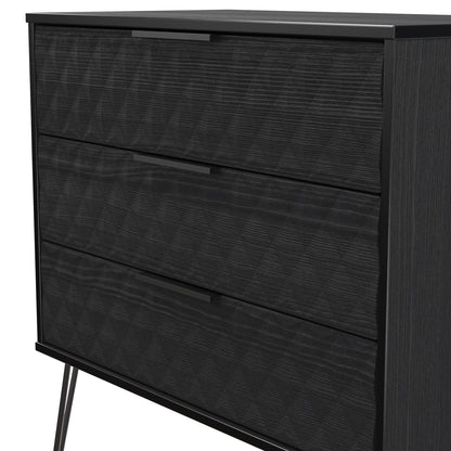 Harlequin Chest of Drawers Black 3 Drawers 77cm