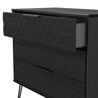 Harlequin Chest of Drawers Black 3 Drawers 77cm