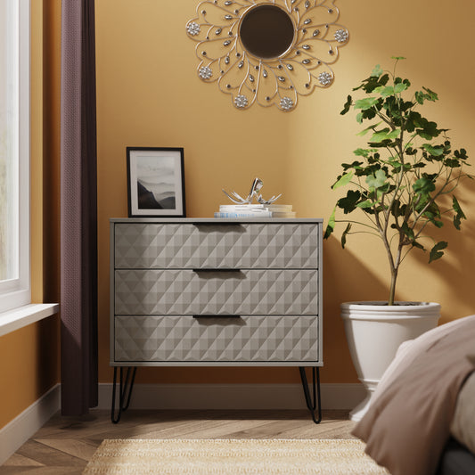 Harlequin Chest of Drawers Grey 3 Drawers 77cm