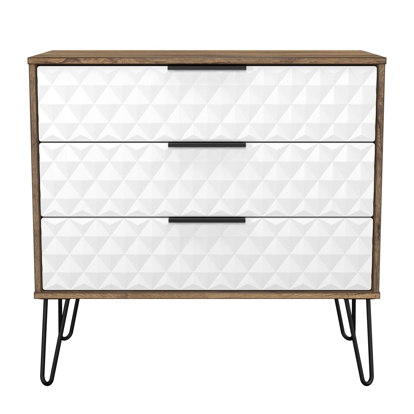 Harlequin Chest of Drawers White & Oak 3 Drawers 77cm